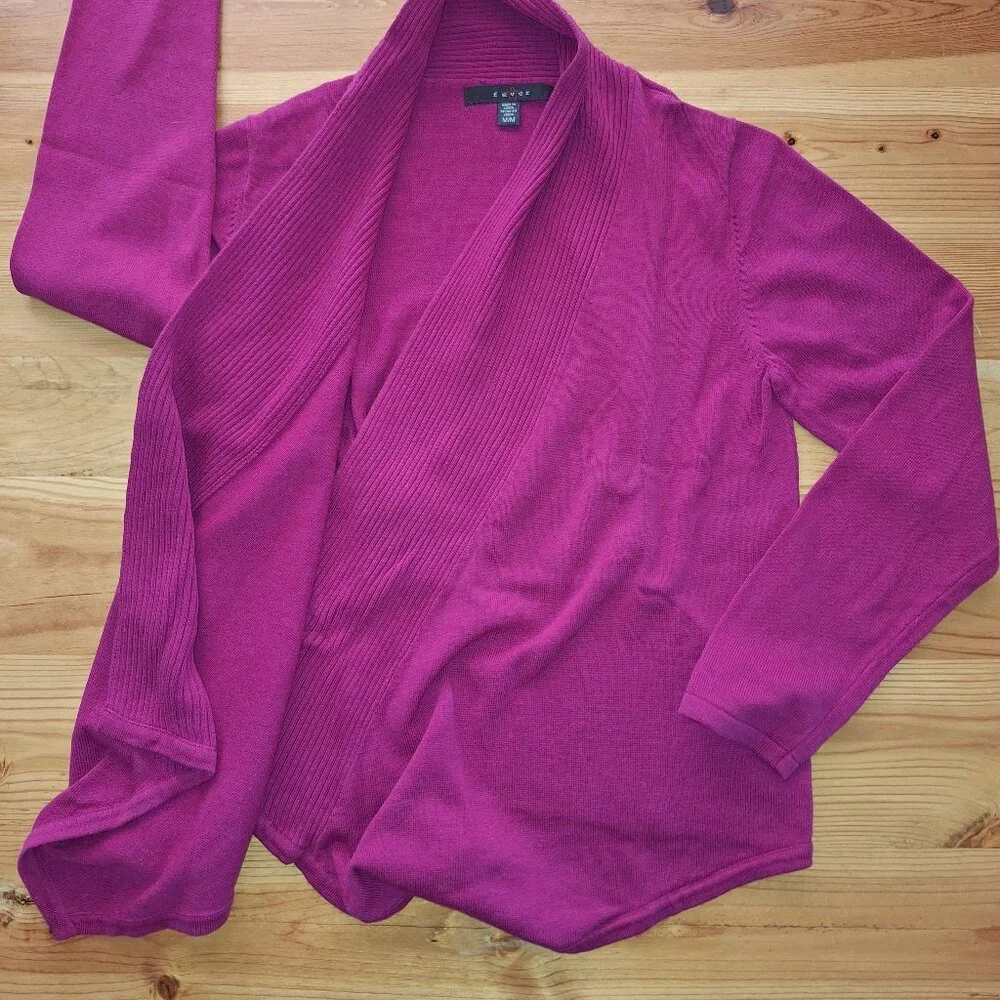 Fever Buttonless Fuchsia Long Sleeve Wrap Cardigan - Picture 3 of 9